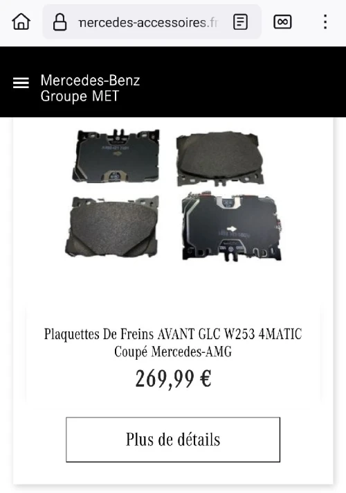 Plaquette de frein avant original Mercedes Benz GLC