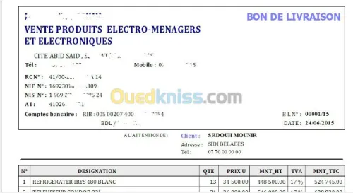 LOGICIEL de ** GESTION DES FACTURES **