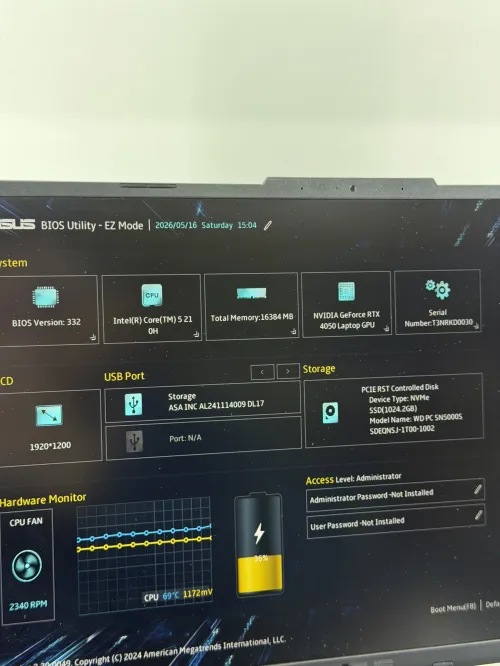 ASUS TUF GAMING F16 CORE 5 210H 14EM GEN/16GO RAM DDR5/1TB SSD NVME/NVIDIA RTX 4050 06GO