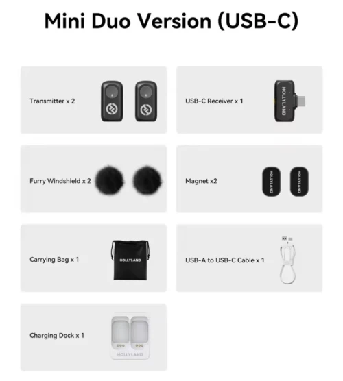 Microphone Hollyland Lark A1 Mini Duo Usb C NEUF