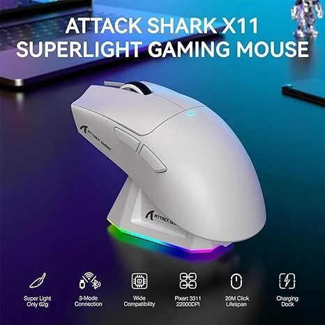 ATTACK SHARK X11 Lightweight Wireless Gaming Mouse