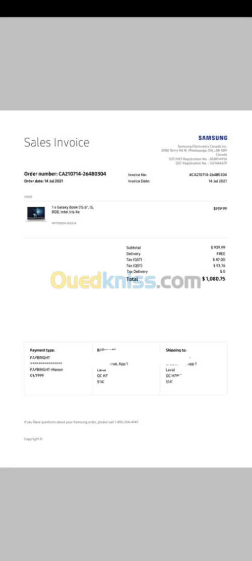 Samung laptop book 2022  i5 11GEN / 256 SSD / DDR4 / Windows 11