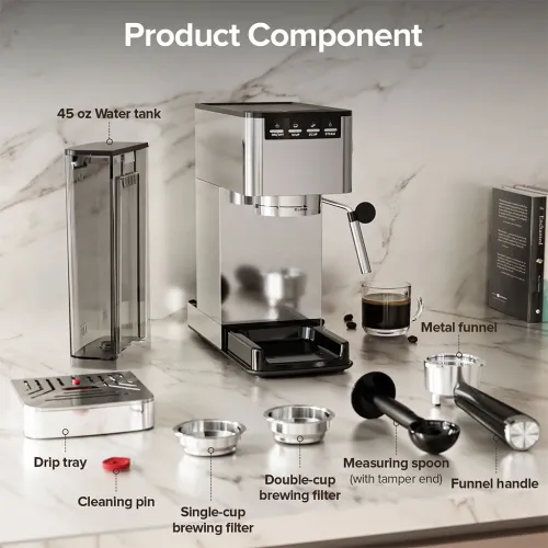 Nardi Machine à Café 1.2L Bras et Capsule Inox 20bAr NCM-D23NX  ماكينة تحضير القهوة