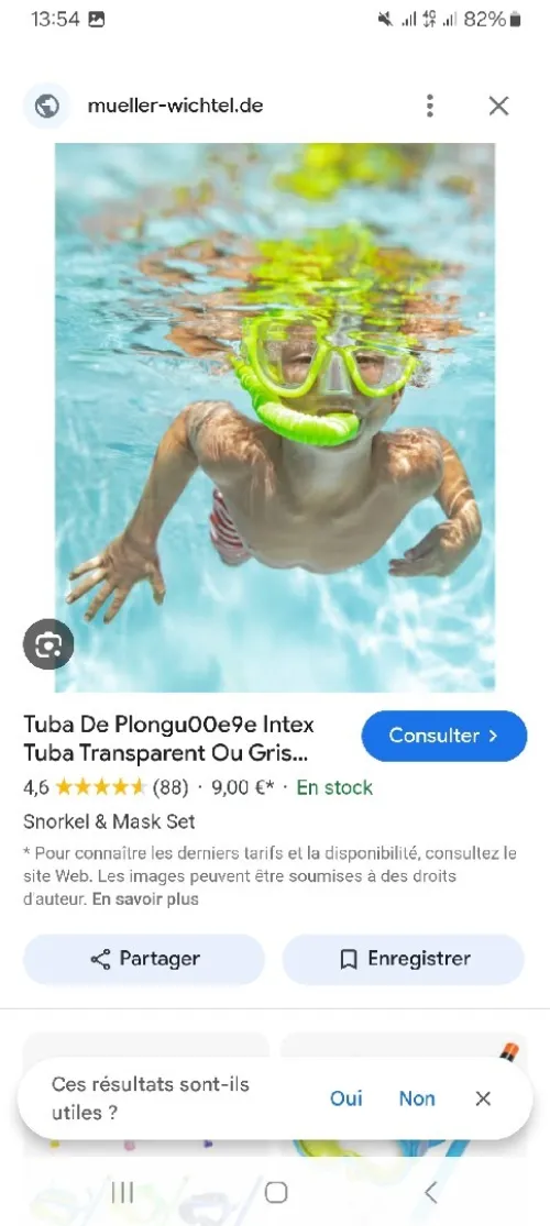 Masquee et tuba de plongée
