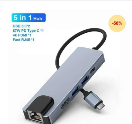 Adaptateur HUB multiport 5 En 1 MacBook, Tablette