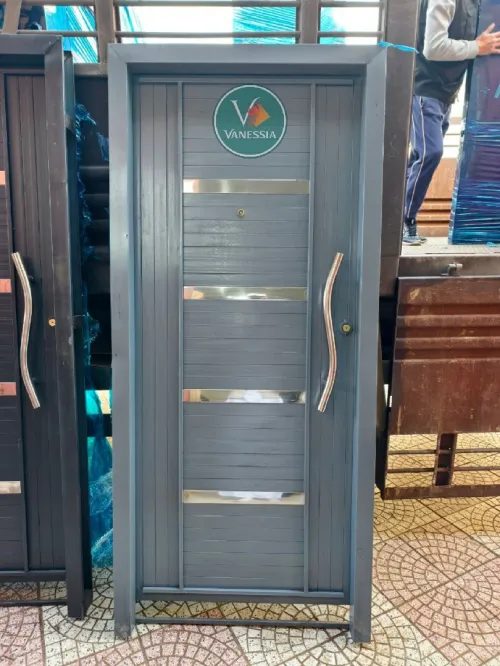Porte D'Entrée 1M En Fer  Avec Plaque Inox