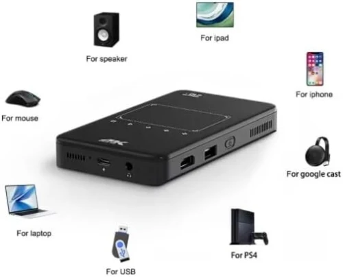 S90 4K HD 3D Mini Portable DLP Projector Android 9.0 2G+32G/TYPE-C/Battery/4k Video Mini Pocket