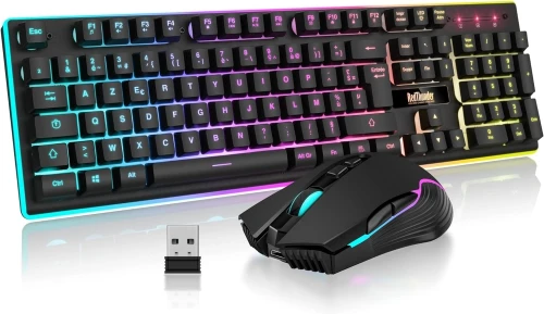 RedThunder K10 Clavier ET Souris Gaming sans Fil, AZERTY, RGB, Rechargeables,  Souris 7D  3200DPI 
