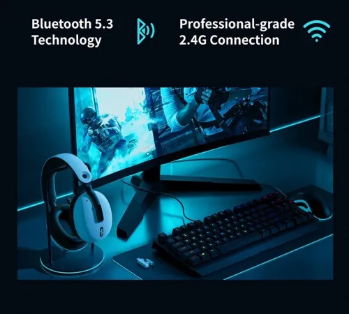 Casque de jeu sans fil PXN 308E 2,4 GHz, éclairage RVB, USB 2,4G et Type-C / PC, PS4, PS5, NTs, Mac,
