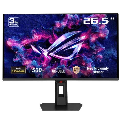 ECRAN ASUS 27" ROG Strix OLED XG27AQDPG 2.5K - 2560 x 1440 p- 0.03 ms - Dalle QD-OLED - 500 Hz - VESA DisplayHDR 500 - DisplayPort/HDMI - Réglable en hauteur - Pivot - Noir