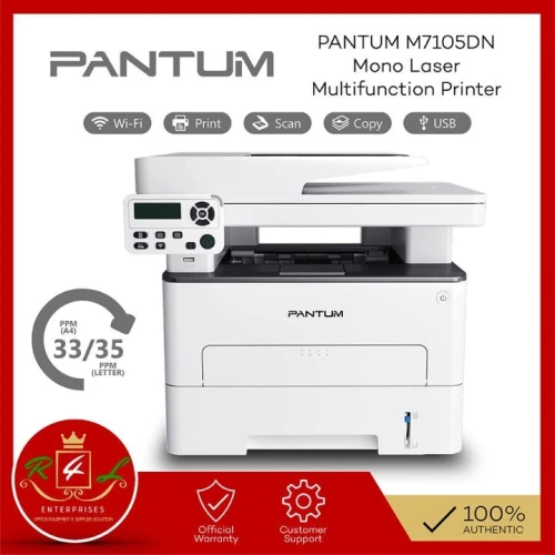 Pantum Multifonction A4 Laser 3 en 1 M7105DN Réseaux 33PPM Noir et Blanc