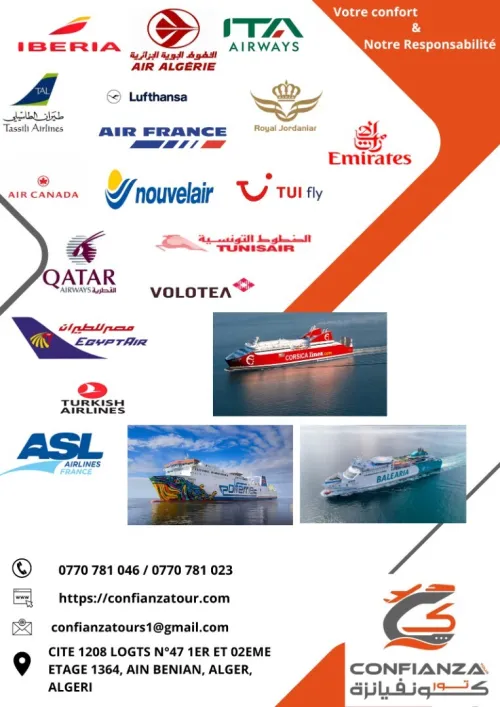 Billet d'avion et Traversées maritimes 