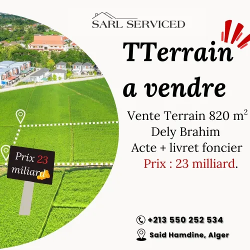Vente Terrain Alger Dely brahim