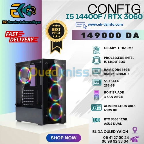 CONFIG I5 14400F/RTX3060 