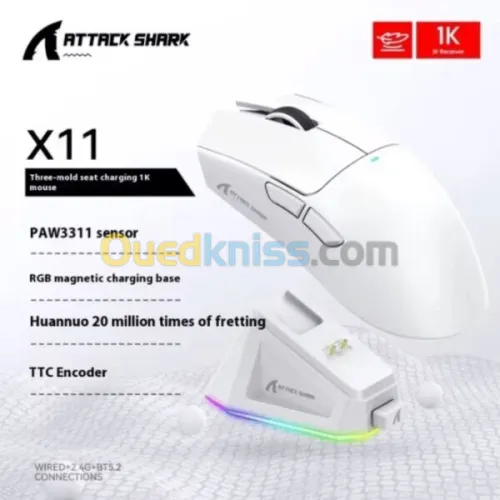 Souris de jeu sans fil ATTACK SHARK X11 avec station de charge