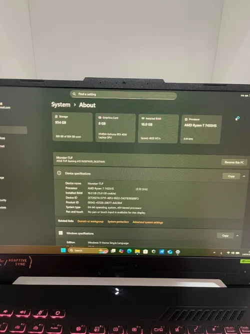 ASUS TUF A15  RTX 4060 ryzen 7 7435 HS 1tb nvme