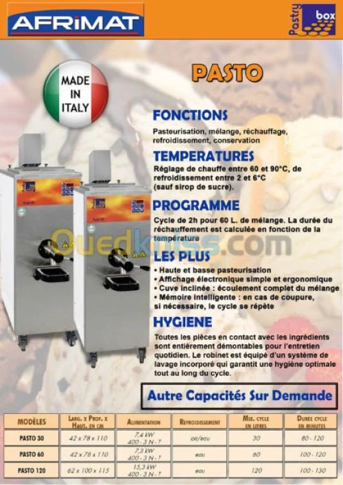 PASTEURISATEUR AFRIMAT PASTRY BOX