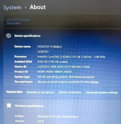 Pc Lenovo i5 6eme (8/256SSD)
