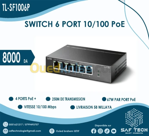 SWITCH 6PORT 10/100 POE 
