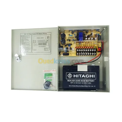 Bloc d'Alimentation pour Caméra avec Emplacement Batterie CCTV 
