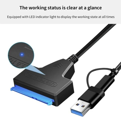 Cable Rack Disque Dur SSD HDD 2.5" USB 3.0 Type-C/Type-A