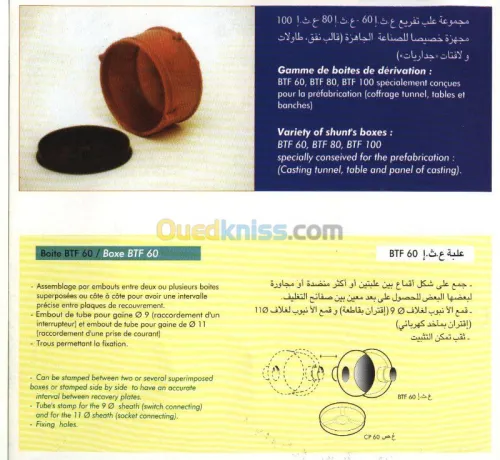 Boites dérivation coffrage tunnel 