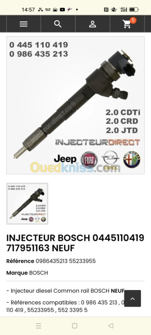 Injecteur 0986435213