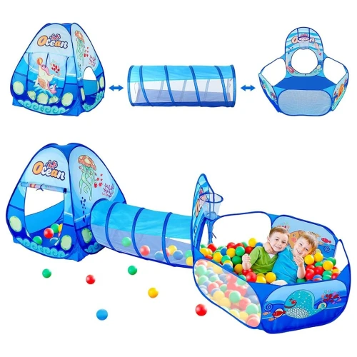 Maison de Jeu 3-en-1 avec Tunnel  Tente Enfants Colorée