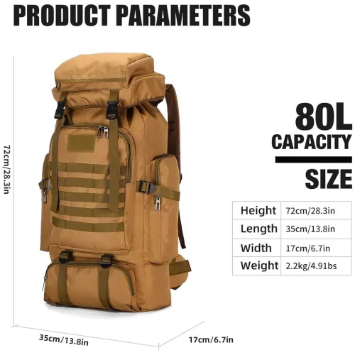 Sac à Dos Tactique URUS 80L pour Randonnée et Trekking SDM09