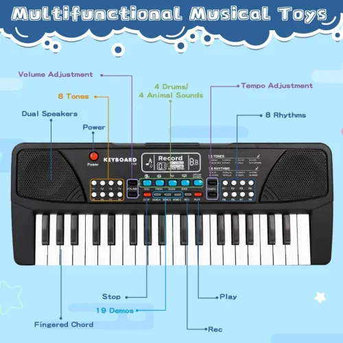 Piano Musical Éducatif pour Enfants  37 Touches + Micro