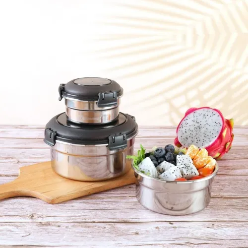 Conteneurs Alimentaires Empilables en Acier Inoxydable Écologiques 3pcs 