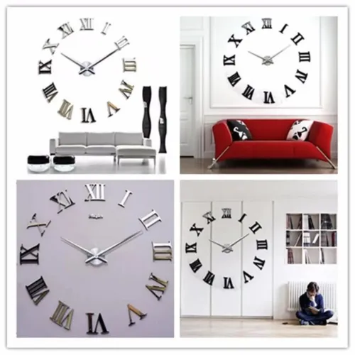 Horloge Murale Romain 3D pour Salon Chambre Décorations Moderne
