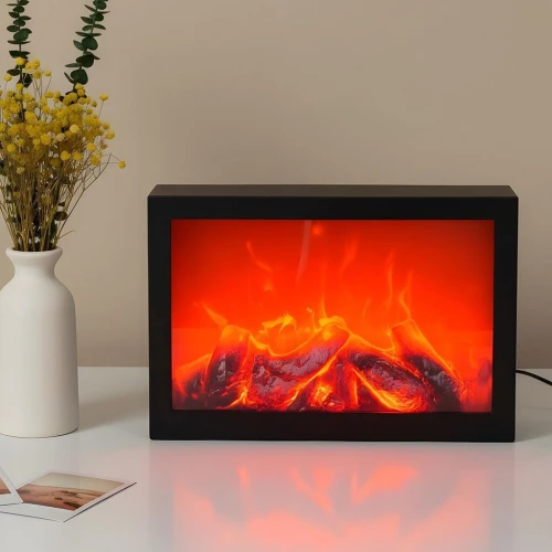 Cheminée LED Moderne Effet Flamme  Forme Rectangulaire