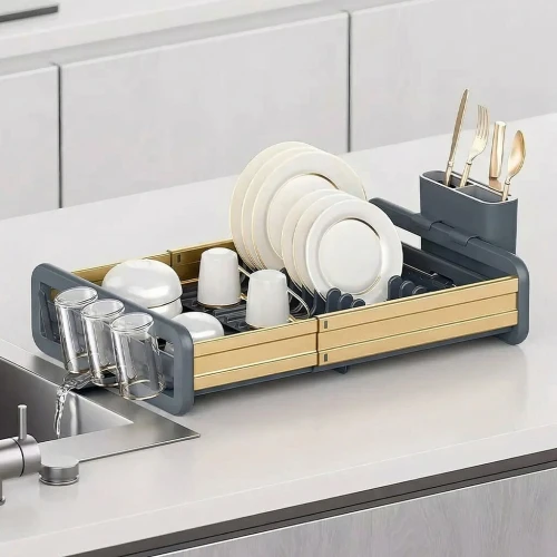 Égouttoir à Vaisselle Extensible 62118  Aluminium Durable pour Cuisine