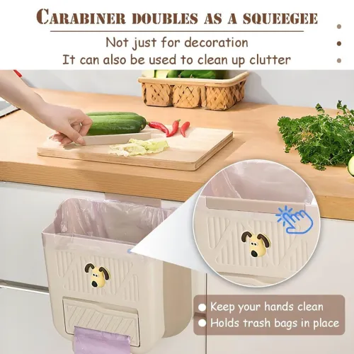 Poubelle Cuisine Accrochable  7L avec Distributeur de Sachets