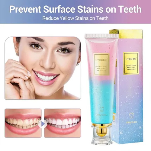 UTOGRU Dentifrice Triple Action Blanchissant à la Niacinamide