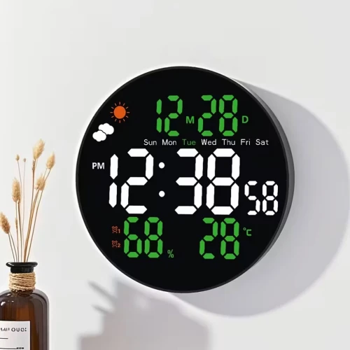 Horloge Murale Numérique LED  Écran Large avec Télécommande