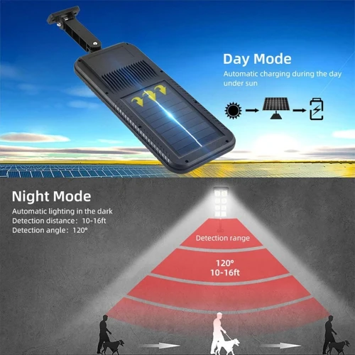 Lampadaires 200LED à énergie solaire étanche IP65 JX200 مصباح خارجي يعمل بالطاقة الشمسية