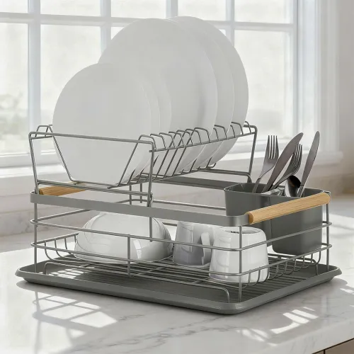 Égouttoir Double Niveau Premium avec Plateau pour Cuisine