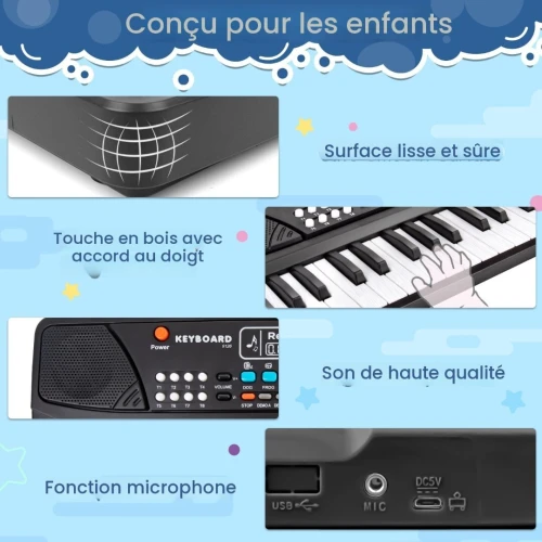Piano Musical Éducatif pour Enfants  37 Touches + Micro