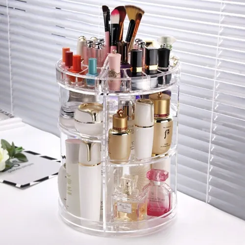 Organisateur de maquillage rotatif à 360  en Crystal acrylique