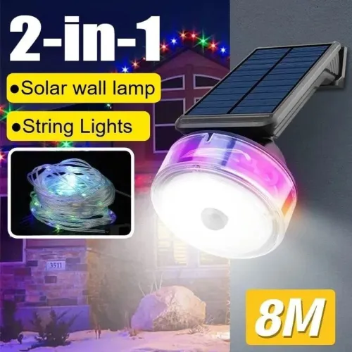 Applique Murale Solaire  Détecteur de Mouvement + Guirlande LED