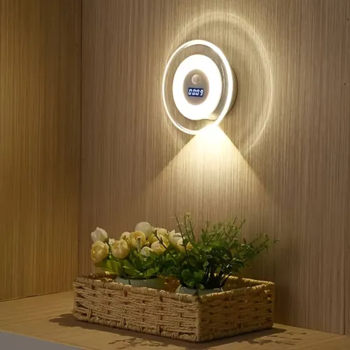 Lampe Murale avec Capteur de Mouvement  Horloge Numérique Intégrée