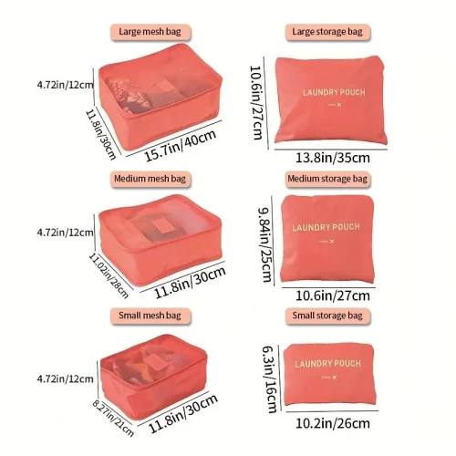 Ensemble de 6 Pcs Sacs de rangement Cube de voyage laundry Pouch