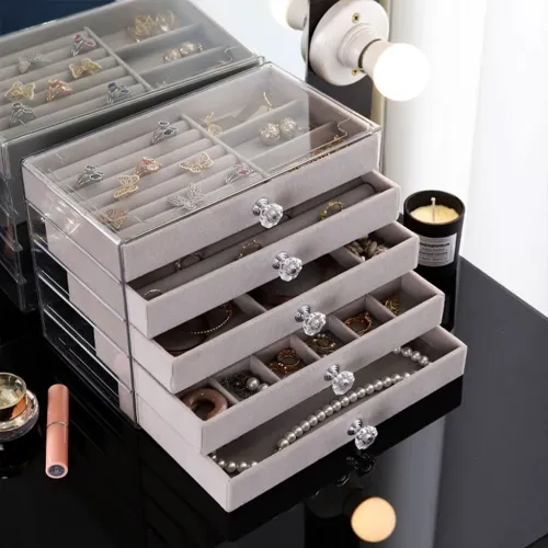 Support de Rangement Bijoux en Acrylique Design Élégant 5 Niveaux