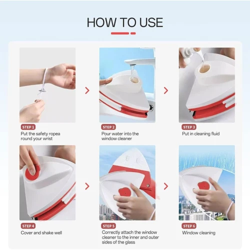 Lave-vitres Magnétique avec Injection de Produit  Pour Vitres 3-8 mm