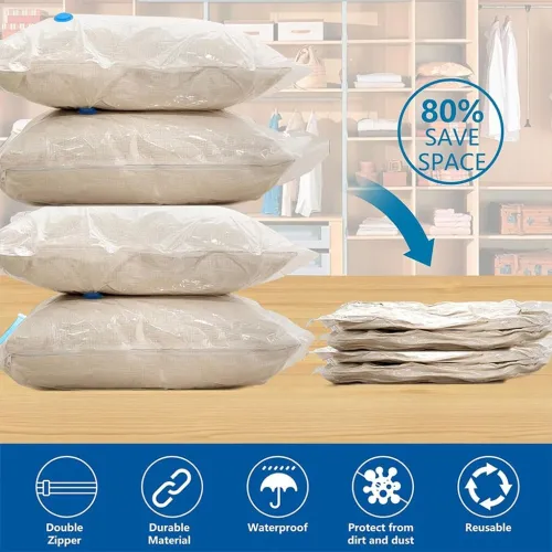 Sacs de Rangement Sous-Vide Réutilisables (5 PCS) avec Pompe
