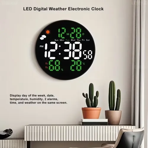 Horloge Murale Numérique LED  Écran Large avec Télécommande
