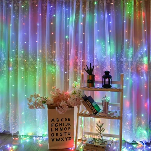 Rideau de Lumières 3-3 m 220V pour Jardin Balcon et Fêtes