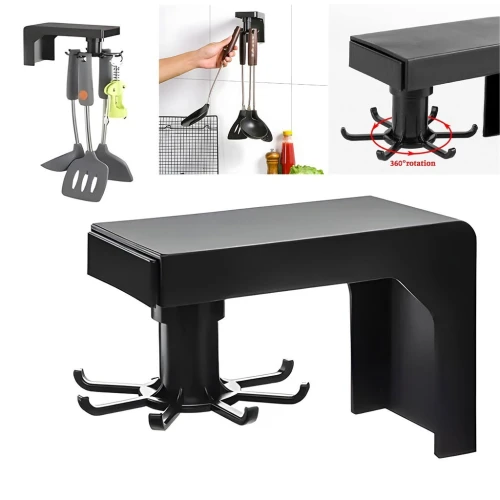 Lot 2 Supports Rotatifs 360 avec 6 Crochets pour Cuisine